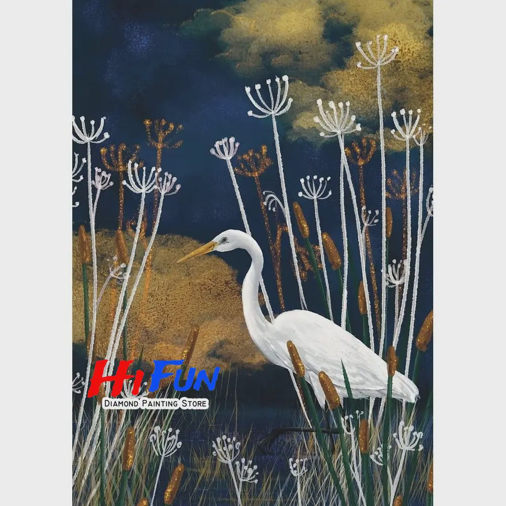 Diamond Painting Ooievaar Kustvogel - Volledige Ronde Diamanten Borduurkit voor Muurkunst