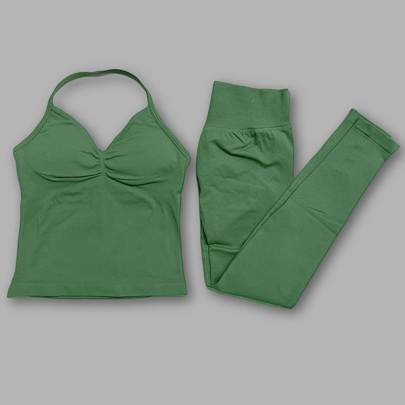 Dames Sportset: Backless Tanktop & Scrunch Seamless Legging