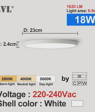 Ronde LED Plafondlamp met Houtnerf - 3 Kleuren Licht