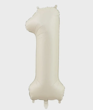 Grote Folie Ballonnen Cijfers 0-9 Cream Caramel & Wit (32/40 inch) - Feestdecoratie