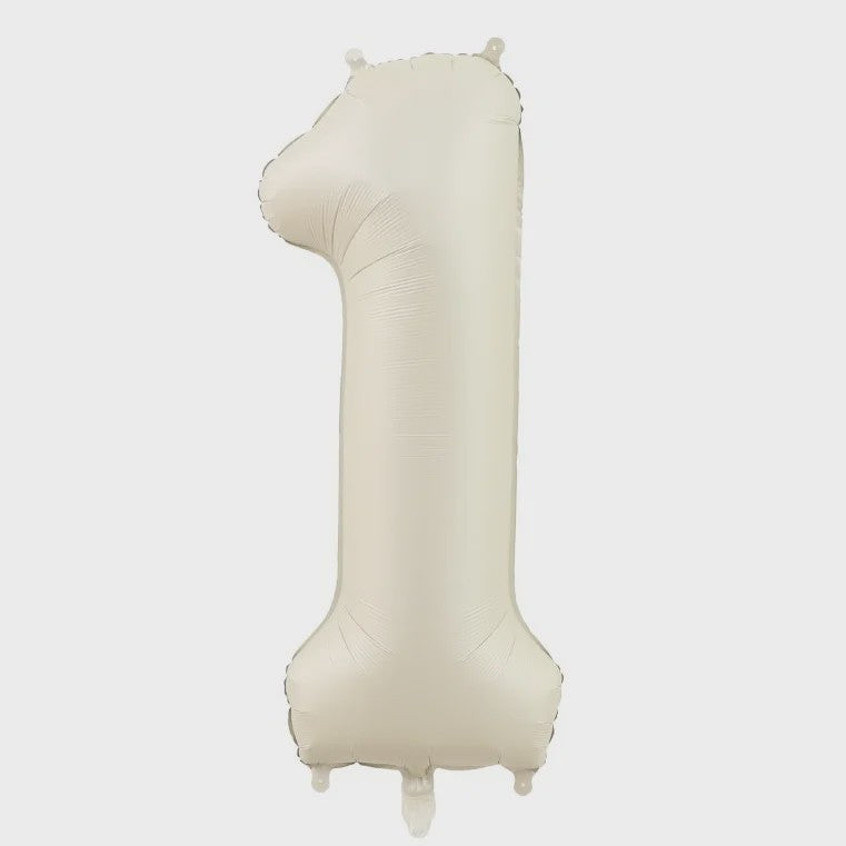 Grote Folie Ballonnen Cijfers 0-9 Cream Caramel & Wit (32/40 inch) - Feestdecoratie