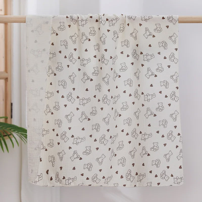 Zachte Muslin Swaddle Deken voor Baby's - Katoen, 80x80cm, met schattige prints