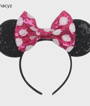 Chique Sequin Mickey Oortjes Diadeem met Strik - Feestelijk Haaraccessoire voor Kinderen & Dames