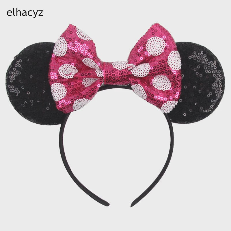 Chique Sequin Mickey Oortjes Diadeem met Strik - Feestelijk Haaraccessoire voor Kinderen & Dames