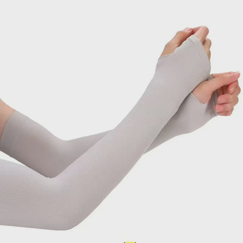Zomer Arm Sleeves met UV Bescherming - Ademend IJs Zijde, Vingerloos