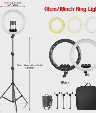 18 Inch Ring Light LED Lamp met Verstelbaar Statief & Telefoonhouder voor YouTube, Foto & Studio