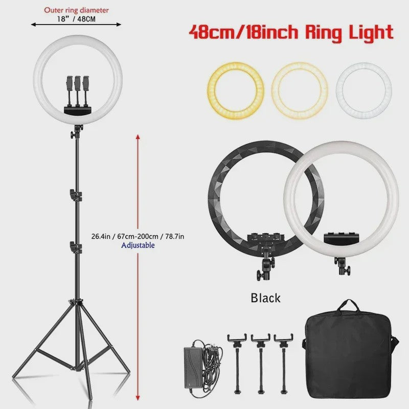 18 Inch Ring Light LED Lamp met Verstelbaar Statief & Telefoonhouder voor YouTube, Foto & Studio