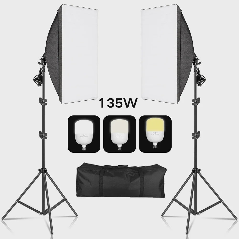Professionele Softbox Verlichtingskit 50x70cm - Continu Licht voor Studio Fotografie
