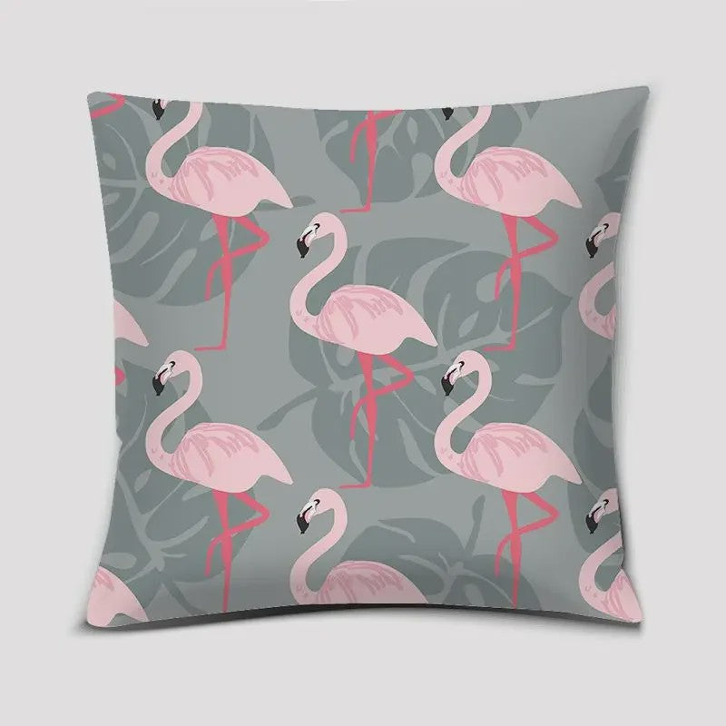 Vrolijke Flamingo Kussenhoes Vierkant - Decoratie voor Bank & Auto