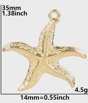 6x Goudkleurige Zee Dieren Bedeltjes Set - Schildpad, Schelp, Zeester - DIY Sieraden Maken