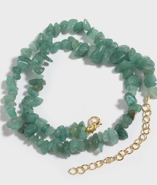 Unieke Natuursteen Choker Ketting - Onregelmatige Kristal & Aquamarijn Chips