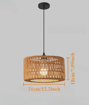 Handgeweven Rotan Hanglamp - Boho Stijl Papier Touw Plafondlamp voor Woonkamer & Slaapkamer