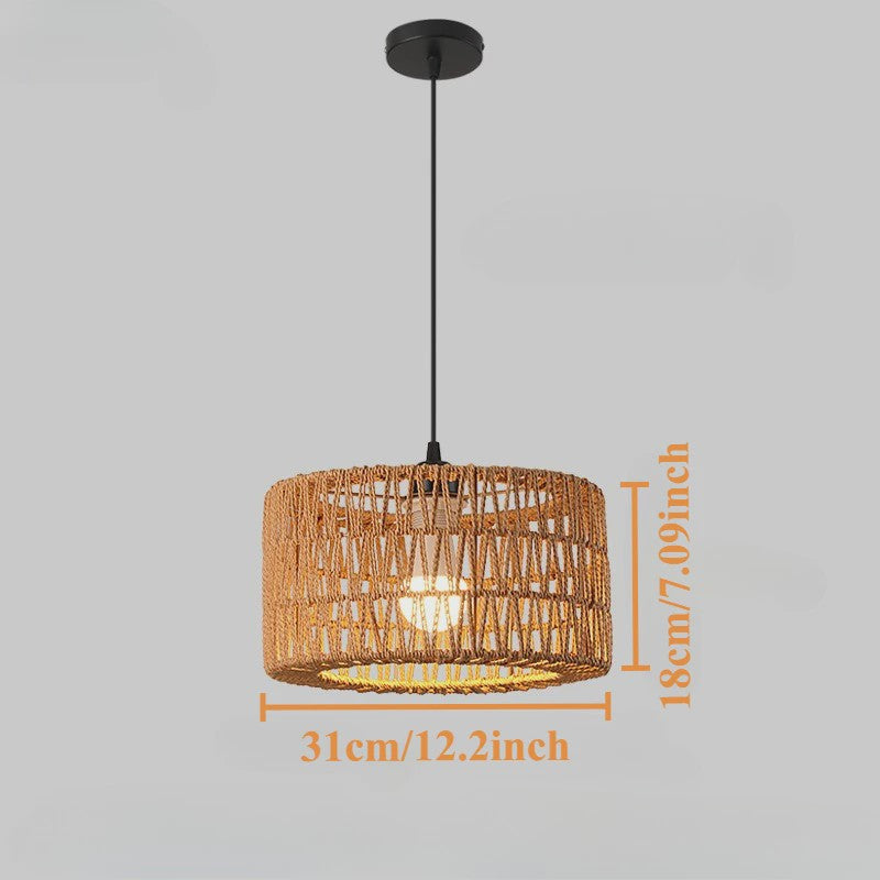 Handgeweven Rotan Hanglamp - Boho Stijl Papier Touw Plafondlamp voor Woonkamer & Slaapkamer