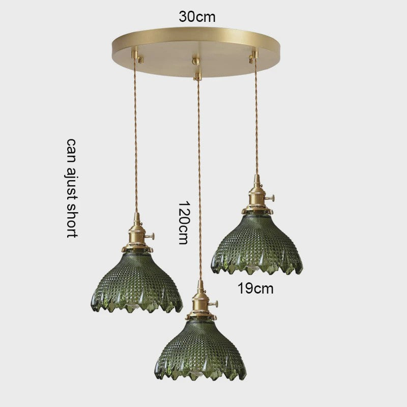 Koperkleurige Glazen Hanglamp - Stijlvolle LED Plafondlamp voor Woonkamer, Slaapkamer & Keuken