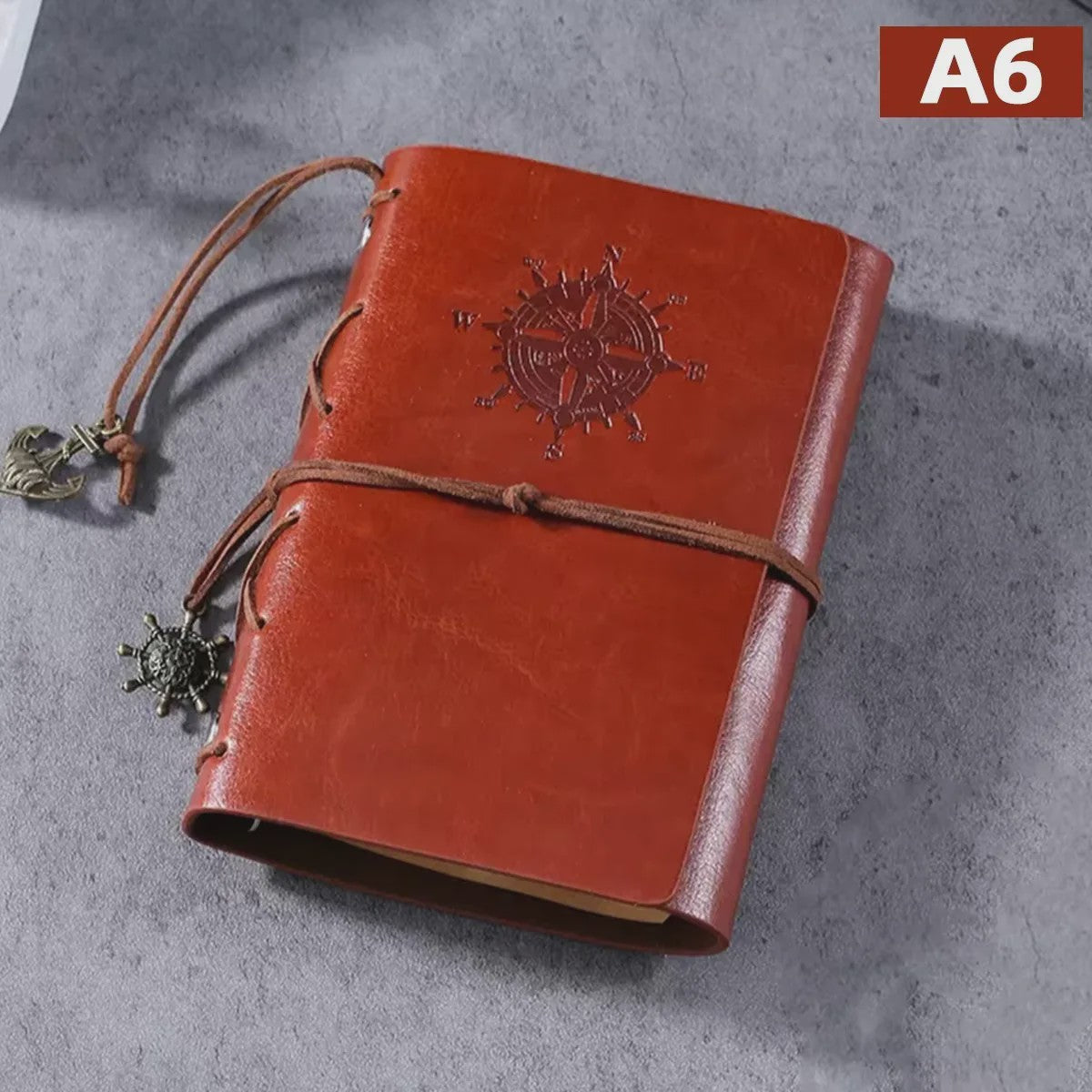Retro Reisdagboek Leer Zacht Kaft 13x9cm met Vervangbaar Kraft Papier