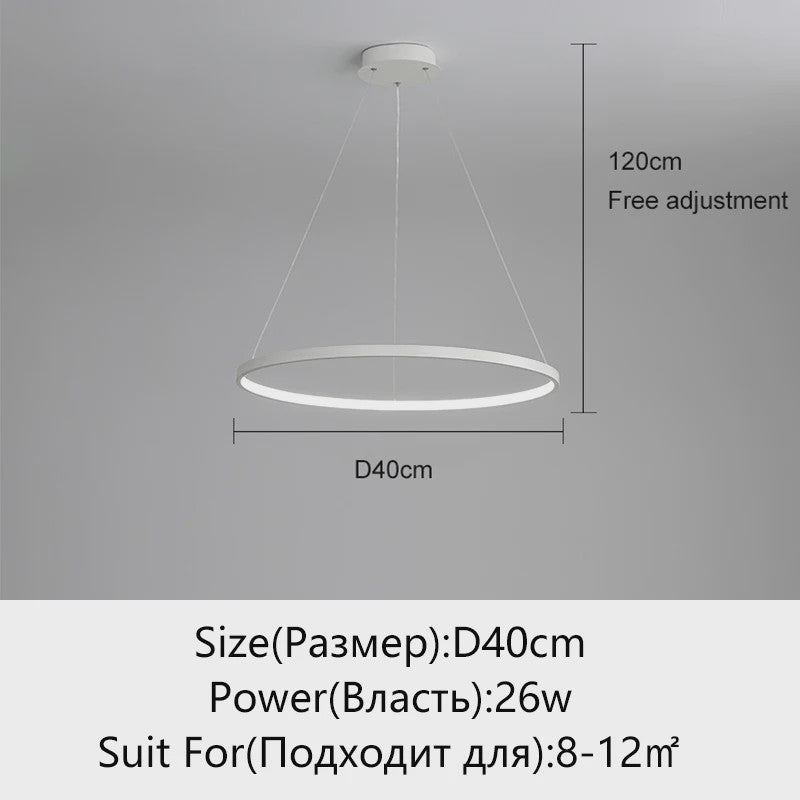 Moderne Ronde LED Plafondlamp Zwart/Wit - Dimbaar Hanglamp voor Keuken en Woonkamer