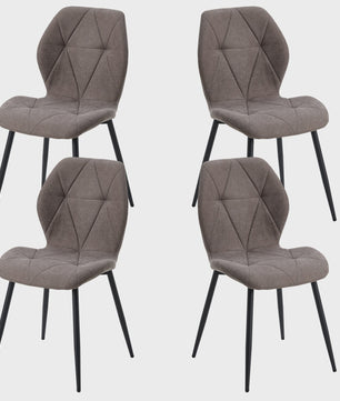 Set van 2, 4 of 6 Moderne Eetkamerstoelen - Comfortabel Gestoffeerd met Stalen Poten
