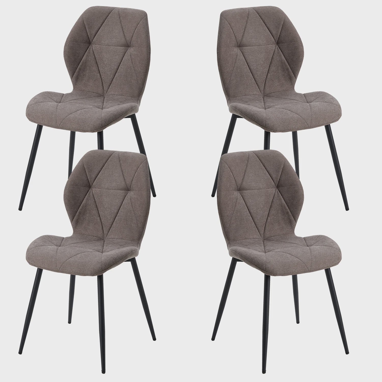 Set van 2, 4 of 6 Moderne Eetkamerstoelen - Comfortabel Gestoffeerd met Stalen Poten