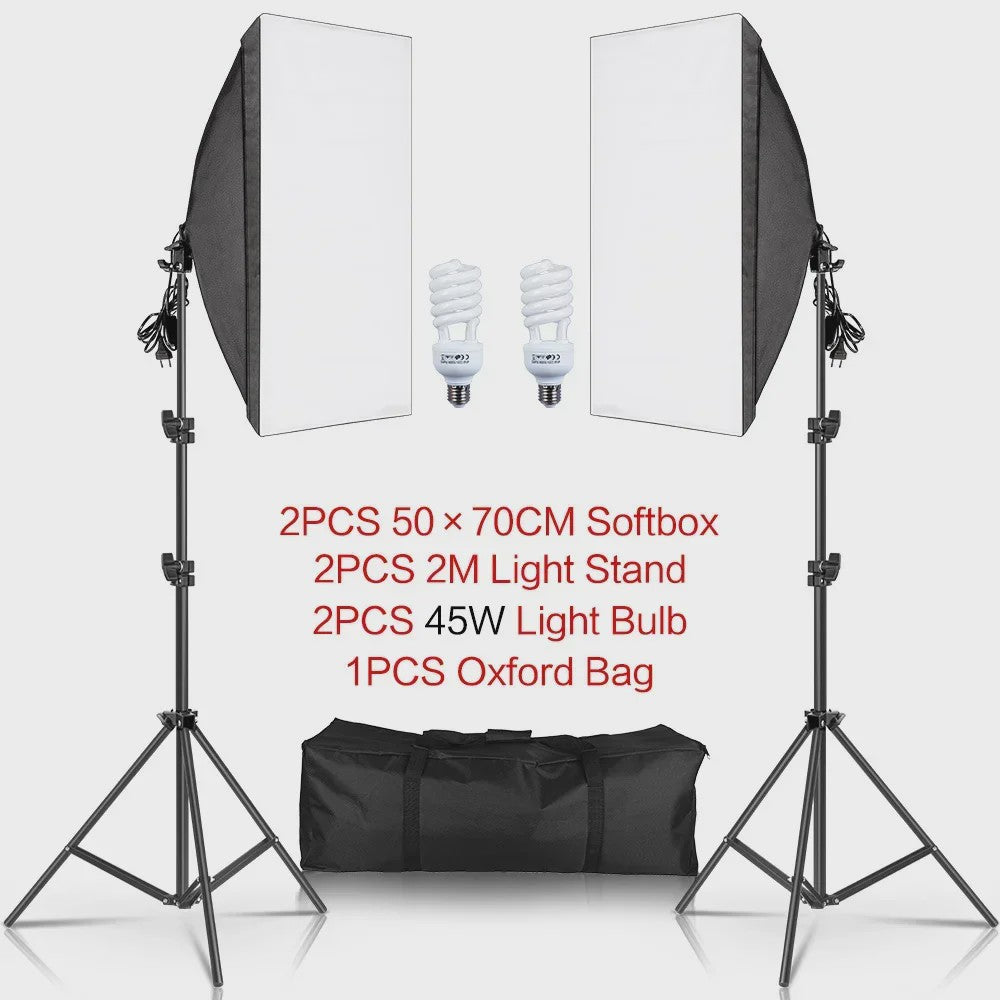 Professionele Softbox Verlichtingskit 50x70CM met E27 Fotografie Lampen