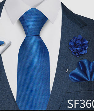 Luxe Heren Set: Paarse Paisley Stropdas, Manchetknopen, Pochet & Boutonnière - 8cm Breed