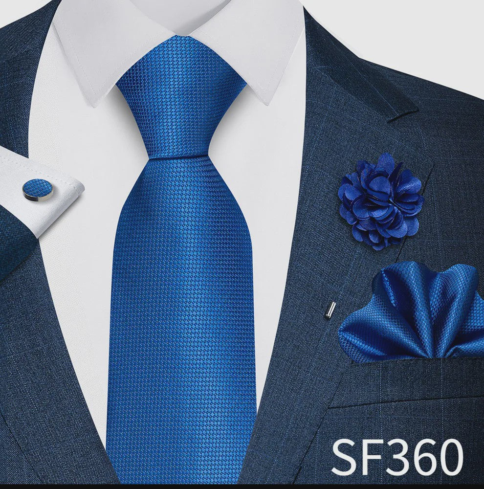 Luxe Heren Set: Paarse Paisley Stropdas, Manchetknopen, Pochet & Boutonnière - 8cm Breed