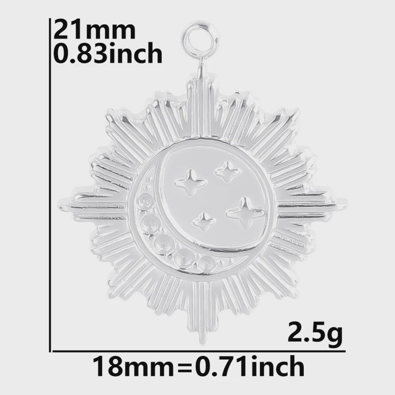 Set van 5 Zilverkleurige Stainless Steel Bedels: Ster, Maan, Zon, Vlinder, Roos & Ojo Turco