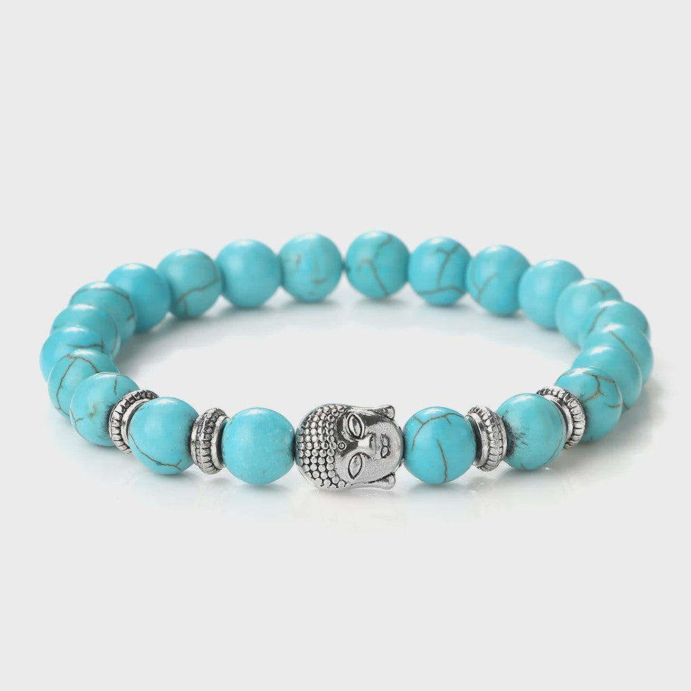 Buddha Hoofd Kralen Armbanden - Natuursteen (Tijgeroog, Vulkanisch, Malachiet, Rozenkwarts)