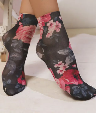 Leopard Print Korte Sokken - Zomerse Enkel Sokken met Bloemenpatroon