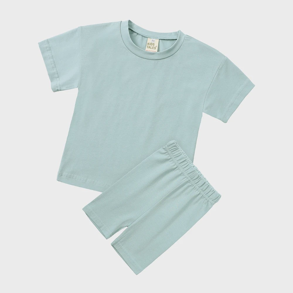 Katoenen Kinderkleding Set: T-shirt & Biker Shorts voor Jongens en Meisjes (1-13 Jaar)