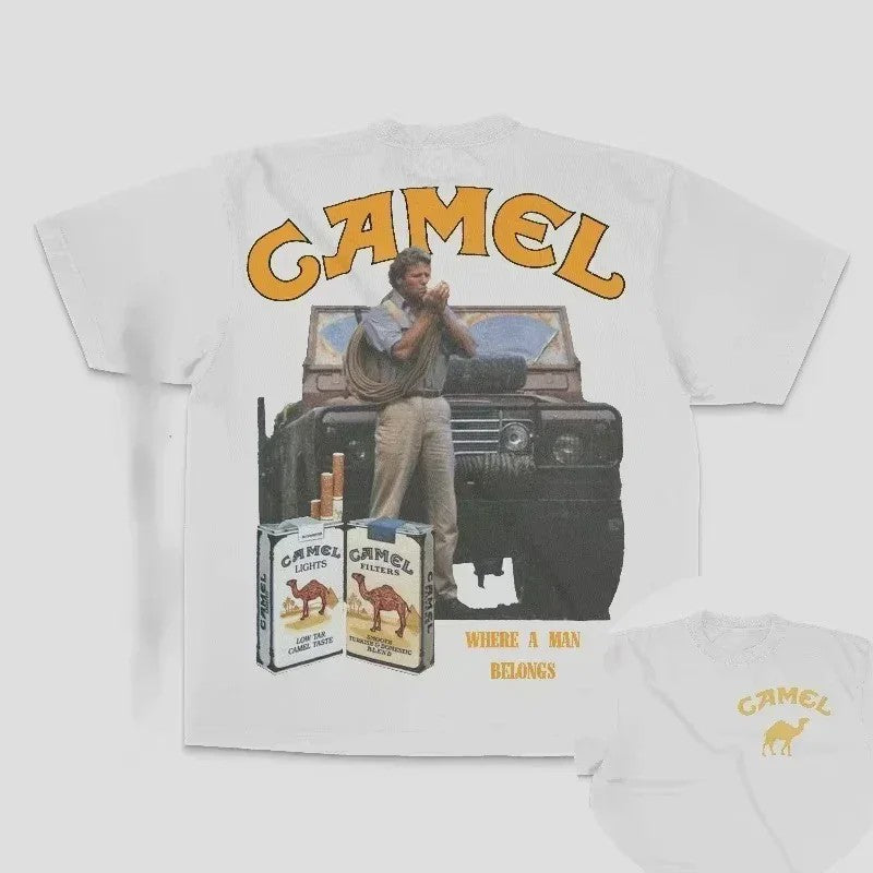 Retro Camel Cigarettes T-Shirt - Vintage Oversized Unisex Kleding