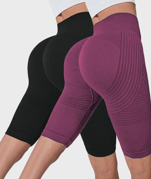 2-Pack Seamless High-Waisted Yoga Shorts met Push-Up Effect - Perfect voor Fitness & Training