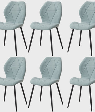 Set van 2, 4 of 6 Eetkamerstoelen - Gestoffeerd, Gewatteerd Linnenlook Stof, Metalen Poten