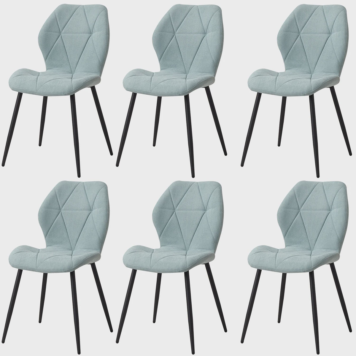 Set van 2, 4 of 6 Eetkamerstoelen - Gestoffeerd, Gewatteerd Linnenlook Stof, Metalen Poten