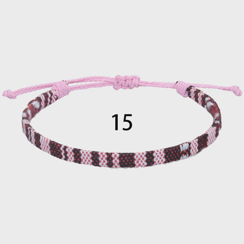 Handgemaakte Boho Anklet Armband - Geweven Stof, Verstelbaar, Beach & Ethnic Stijl