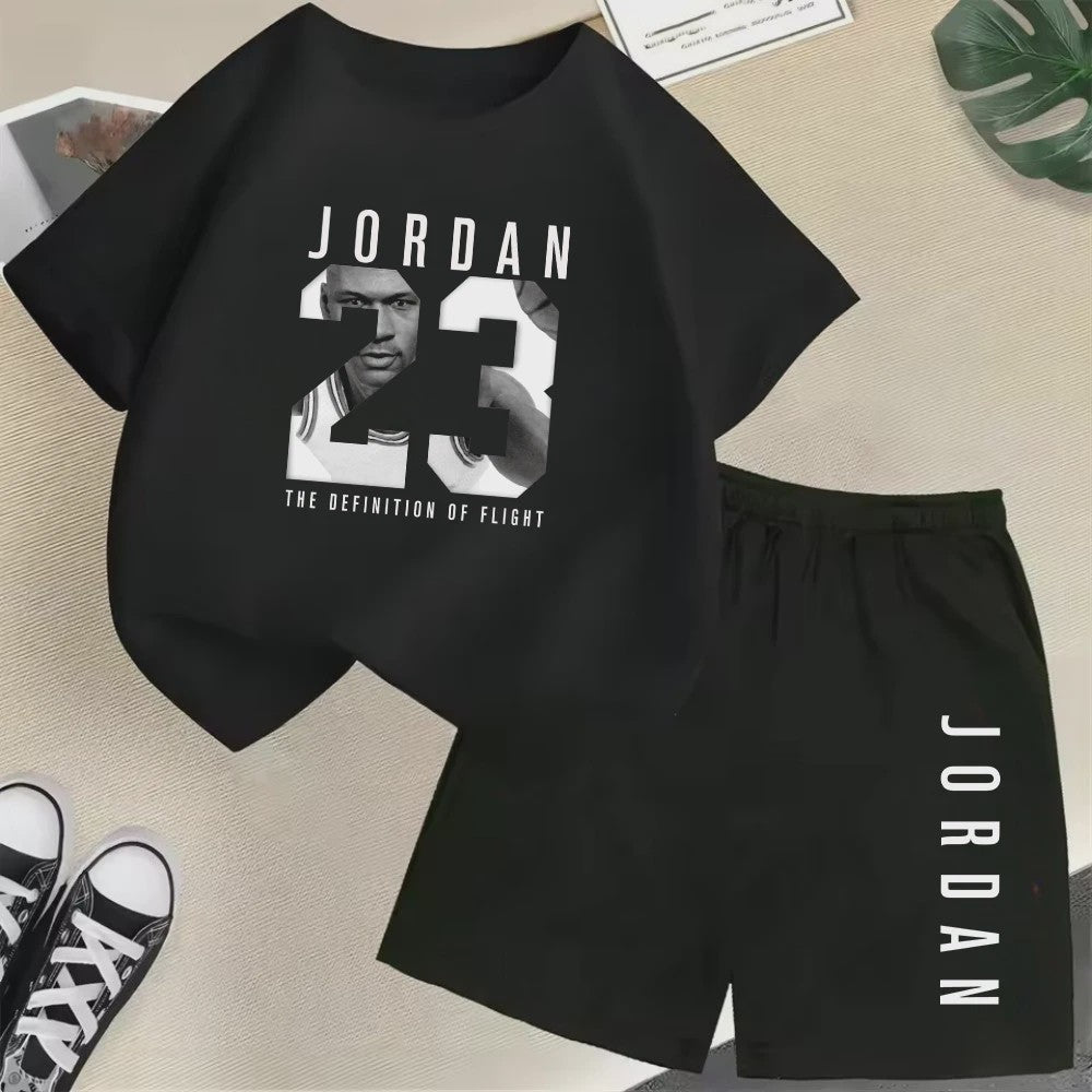 Kinder T-shirt en Short Set - Zomer Sportieve Mode met Grafische Print
