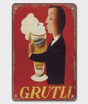 Retro Metal Bier Merk Poster - Decoratie voor Man Cave, Bar & Club