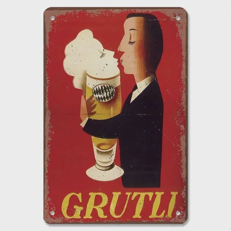 Retro Metal Bier Merk Poster - Decoratie voor Man Cave, Bar & Club