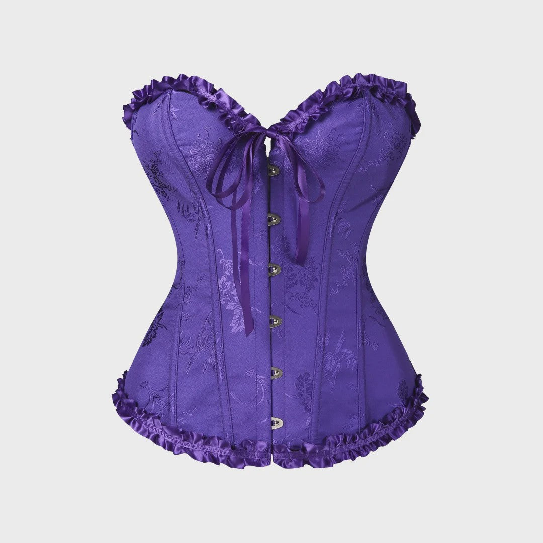 Sexy Jacquard Bustier Corset met Ruches en Push-Up Effect - Gothic Stijl