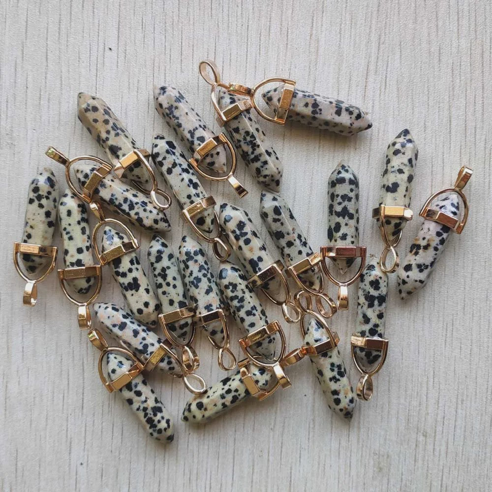 Natuurlijke Groene Aventurijn Kristal Pilaren Hangers - 24 Stuks Set voor Sieraden Maken