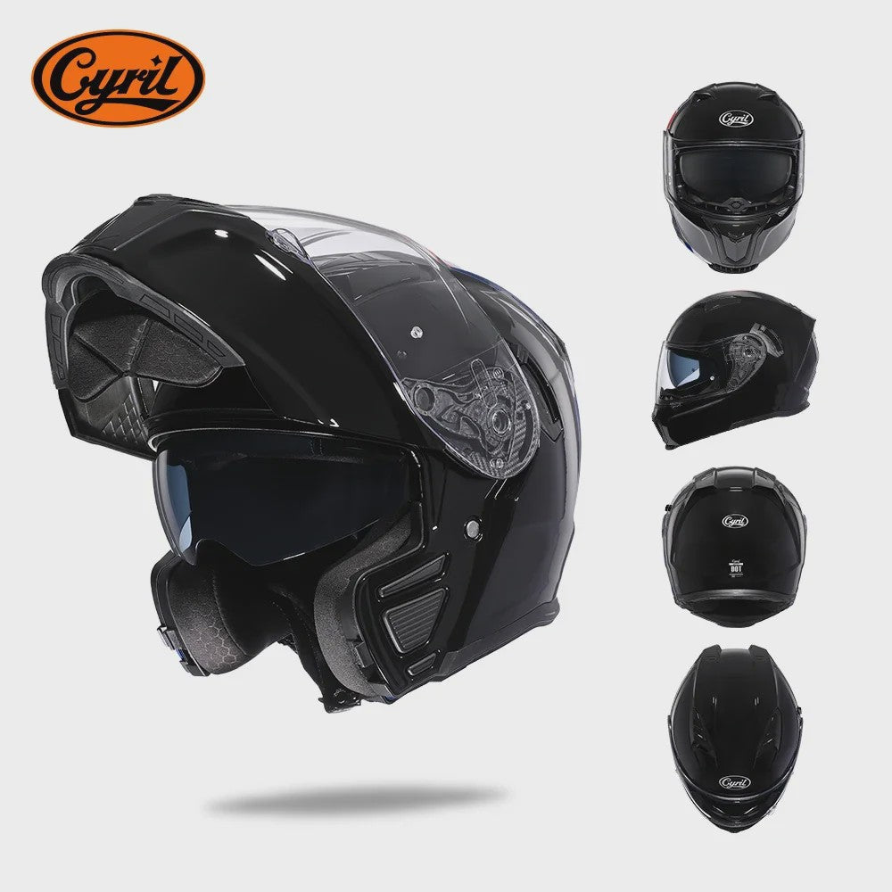 Cyril Motorcross Flip-Up Helm - Volledig Gelaatsmasker met Breed Helder Vizier & DOT Keurmerk