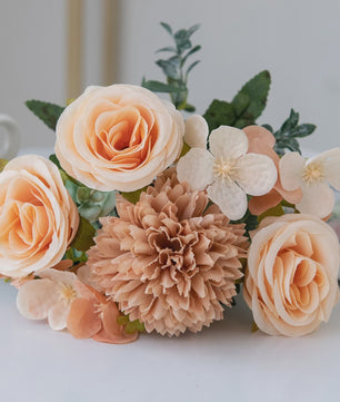 Retro Zijden Bloemenboeket: Vintage Rozen, Hortensia & Pioen voor Bruid & Decoratie