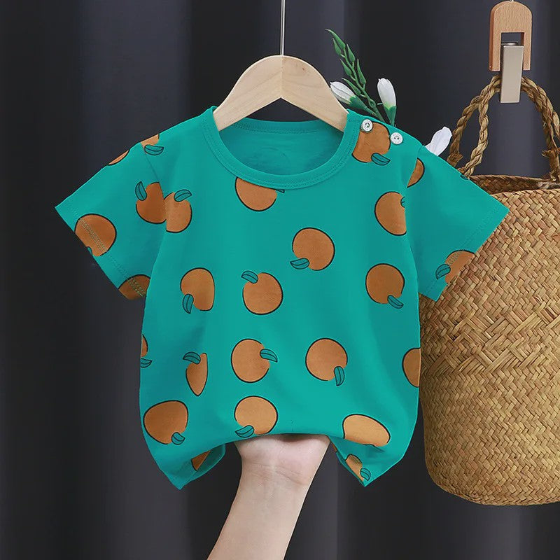 Zomer T-shirt Kinderen Katoen met Vrolijke Cartoon Print - 0-4 Jaar