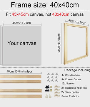 DIY Houten Canvas Frame Kit - Diverse Maten voor Schilderijen & Diamantkunst