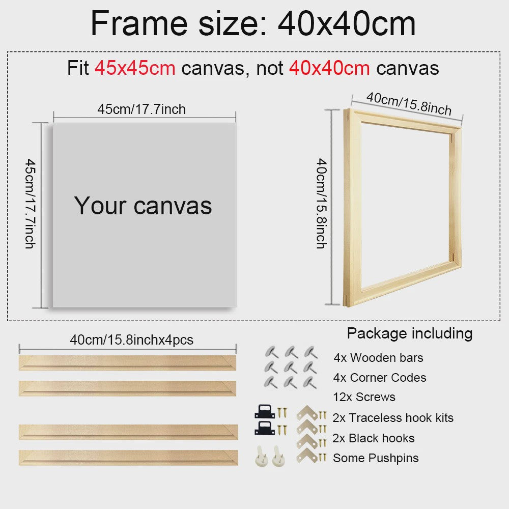 DIY Houten Canvas Frame Kit - Diverse Maten voor Schilderijen & Diamantkunst