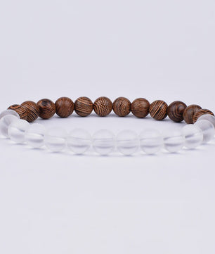 Natuursteen Armband Heren Dames - Lava & Hout Kralen 8mm
