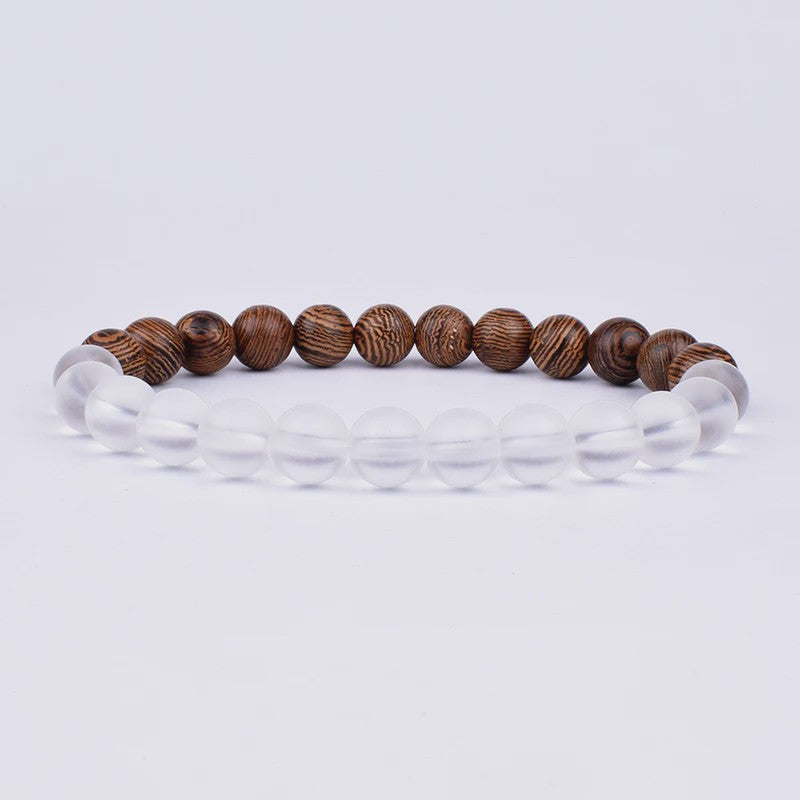 Natuursteen Armband Heren Dames - Lava & Hout Kralen 8mm