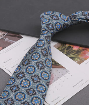 Klassieke Heren Strikdas - Imitatie Zijde met Polka Dot & Bloemendessin