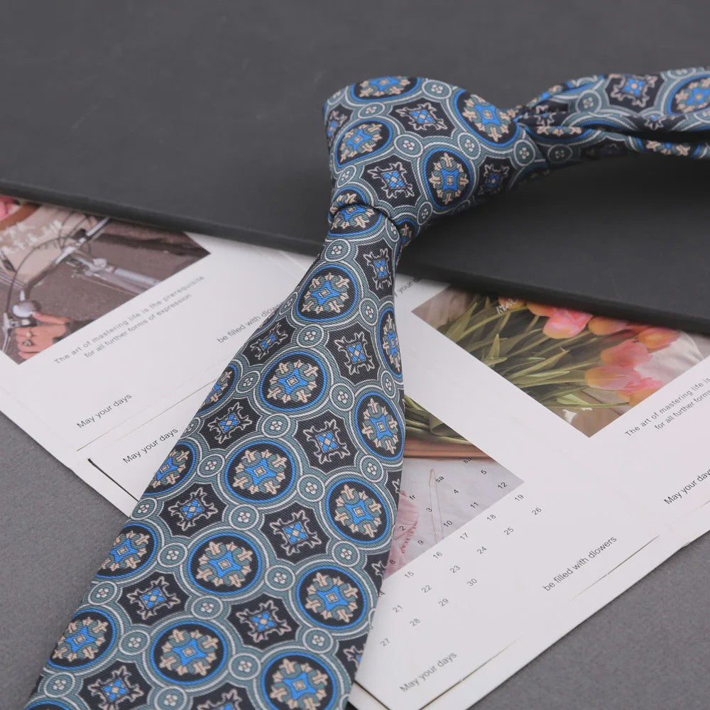 Klassieke Heren Strikdas - Imitatie Zijde met Polka Dot & Bloemendessin