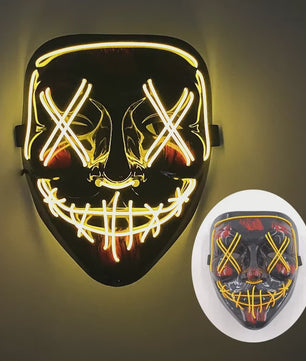 Verlicht LED Neon Purge Masker met Fiber Optic Handschoenen - Halloween & Feest