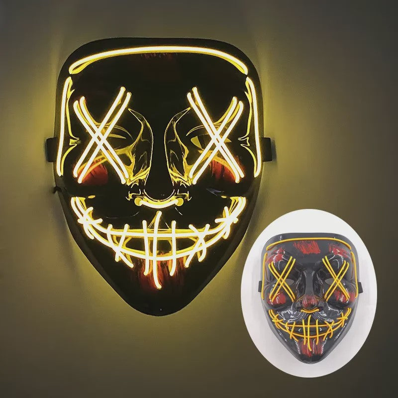 Verlicht LED Neon Purge Masker met Fiber Optic Handschoenen - Halloween & Feest